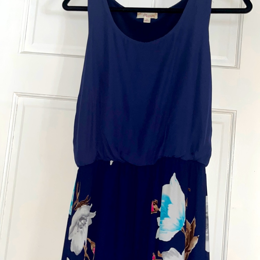 Blue floral maxi dress.